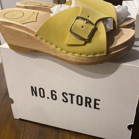 No.6 Abuela Mid Wedge Wooden Leather Clogs - Picture 9 of 10